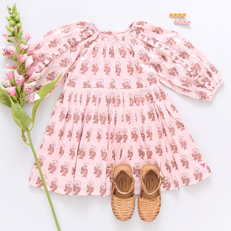 Girls Katya Dress - Pink Flower Drop