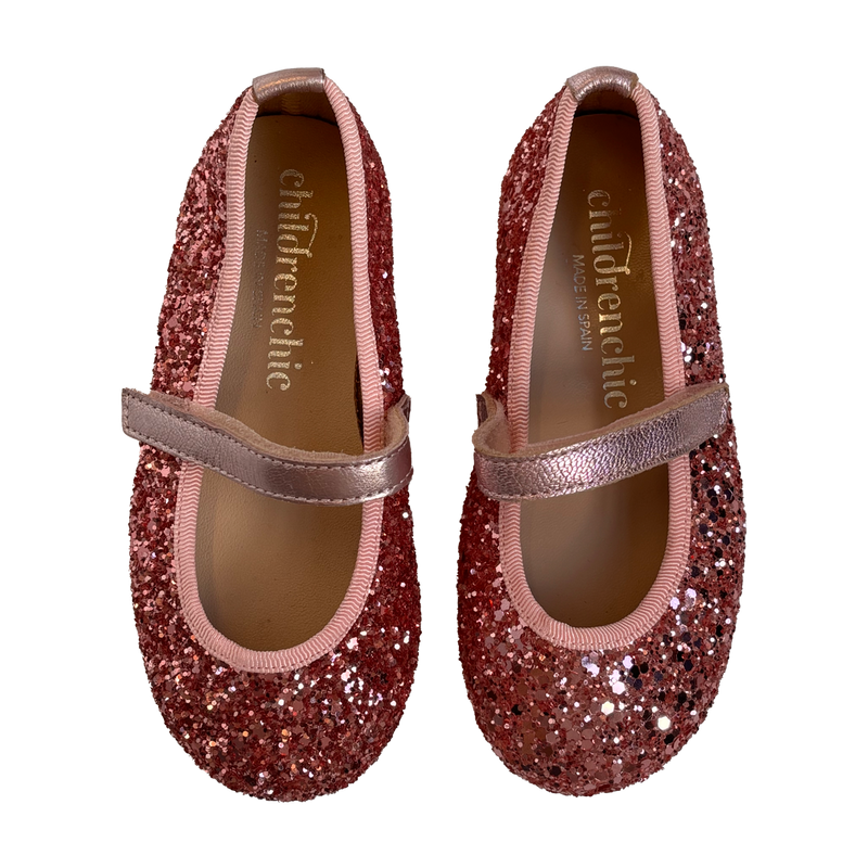 Leather Glitter Mary Jane - Carmin Pink