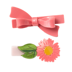 Alligator Clip Set - Pink Shimmer Daisy