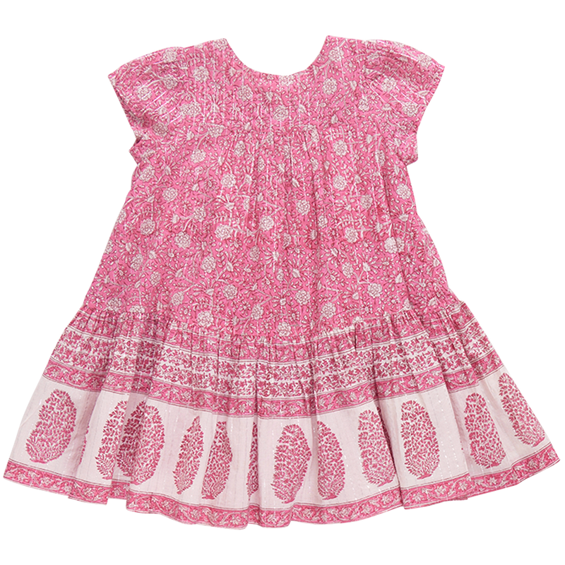 Girls Adele Dress - Hot Pink Garden Floral