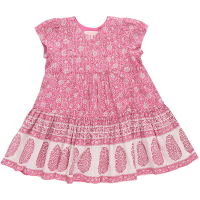 Girls Adele Dress - Hot Pink Garden Floral