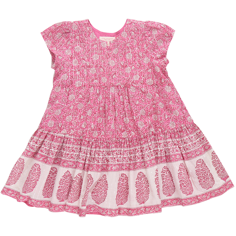 Girls Adele Dress - Hot Pink Garden Floral