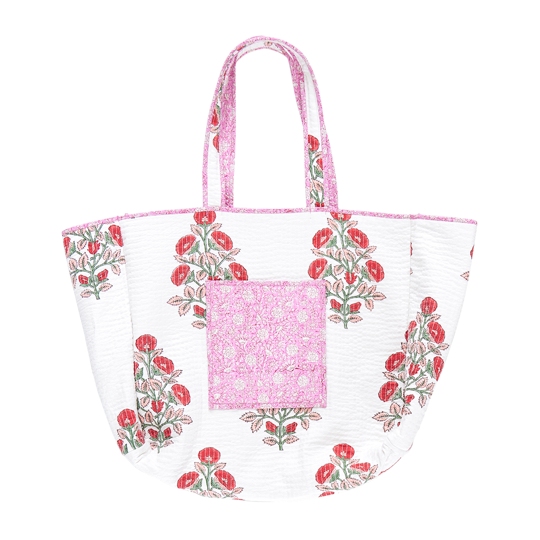 Small Reversible Quilted Tote - Blue Garden – Pink Chicken