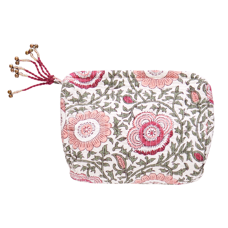 Small Quilted Pouch - Pink Lisbon Floral