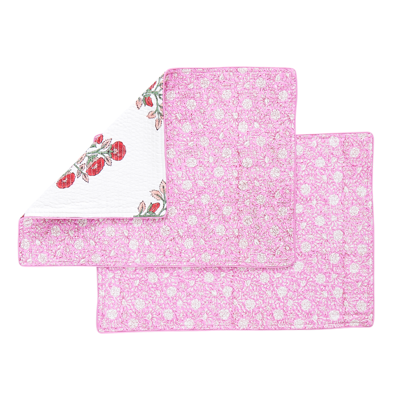 Quilted Placemat Set of 2 - Pink Garden