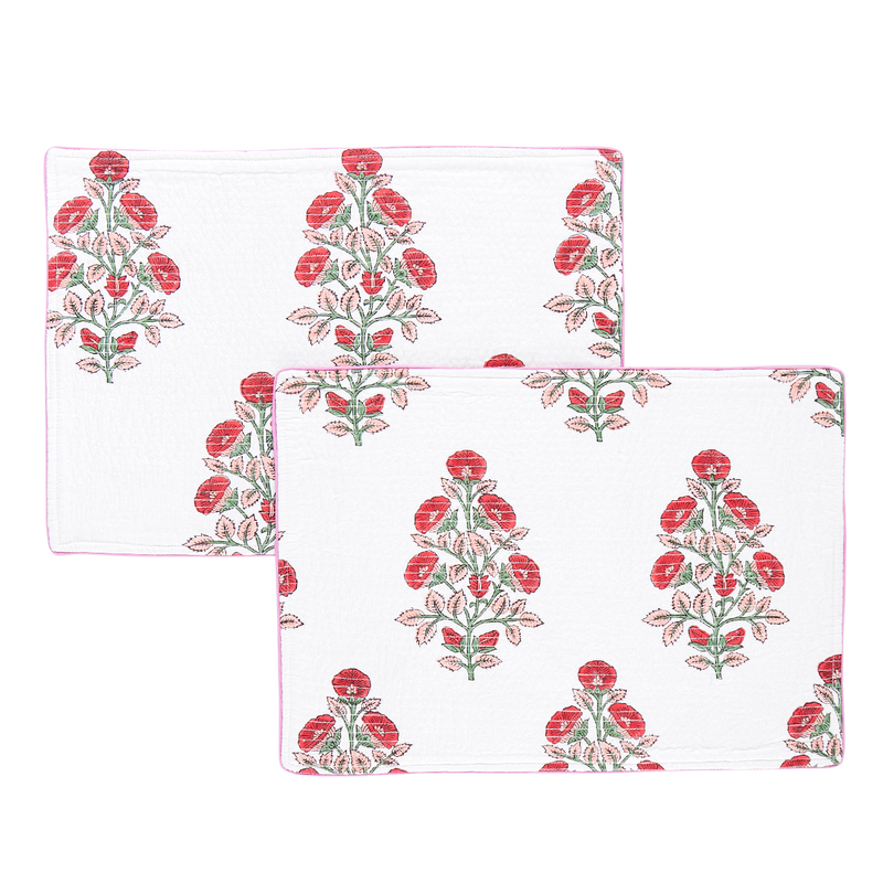 Quilted Placemat Set of 2 - Pink Garden