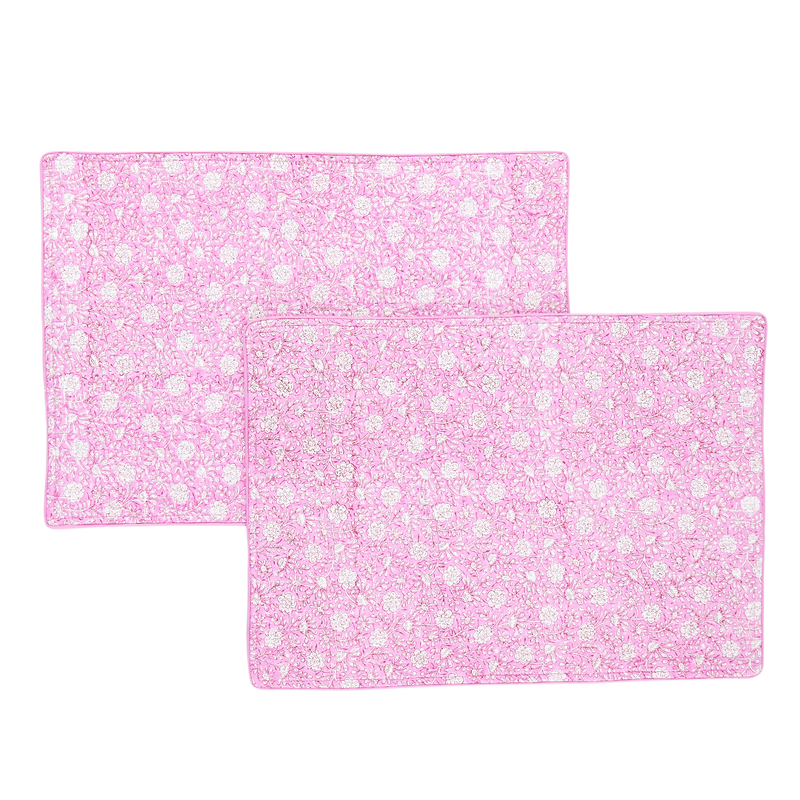 Quilted Placemat Set of 2 - Pink Garden