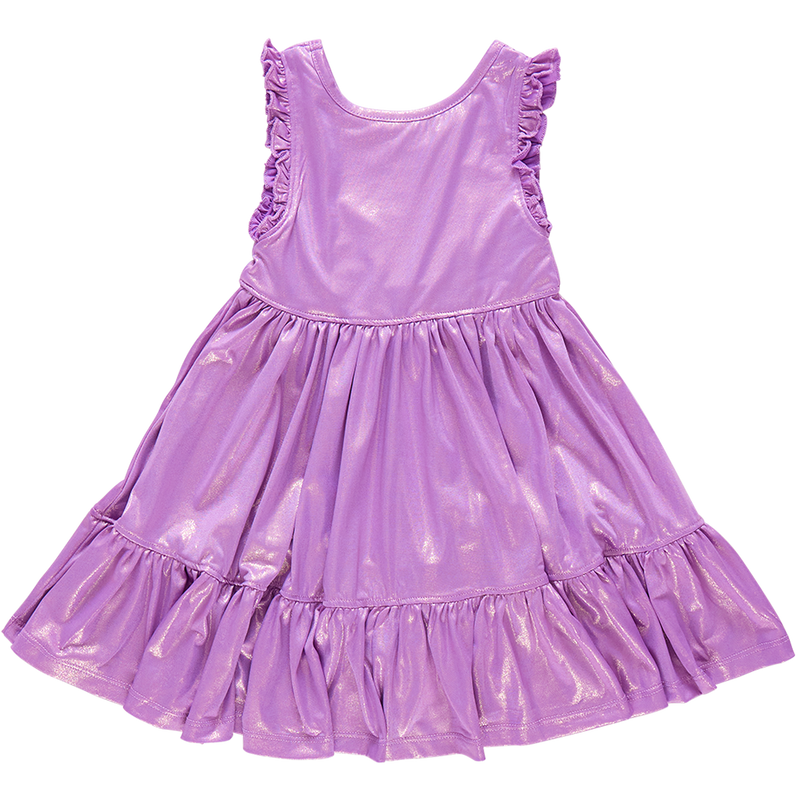 Girls Lame Kelsey Dress - Purple