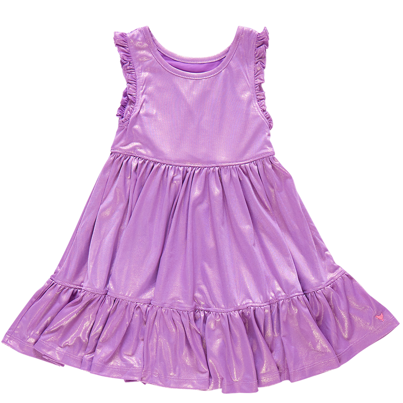 Girls Lame Kelsey Dress - Purple