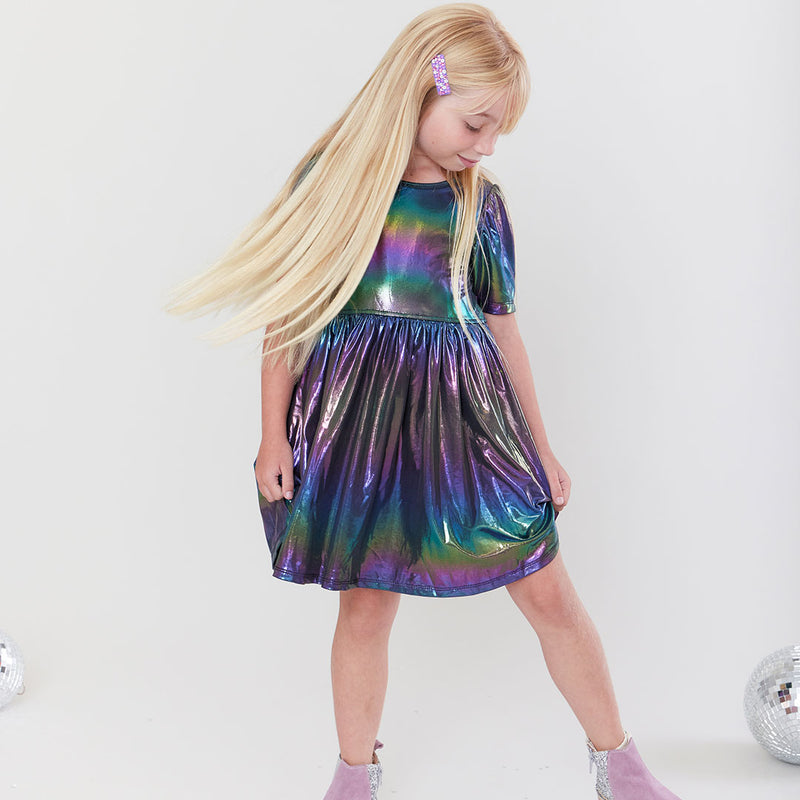 Girls Lame Laurie Dress - Rainbow