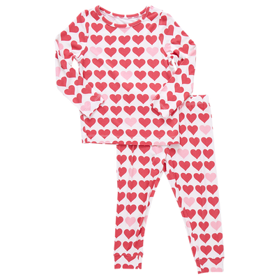 Kids Bamboo PJ Set - Tiny Hearts