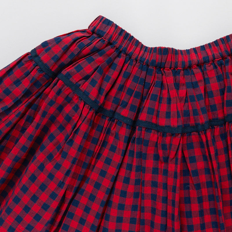 Girls Maribelle Skirt - Navy and Red Gingham