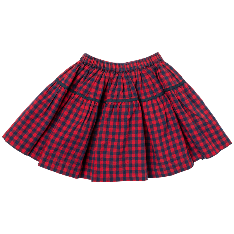 Girls Maribelle Skirt - Navy and Red Gingham – Pink Chicken