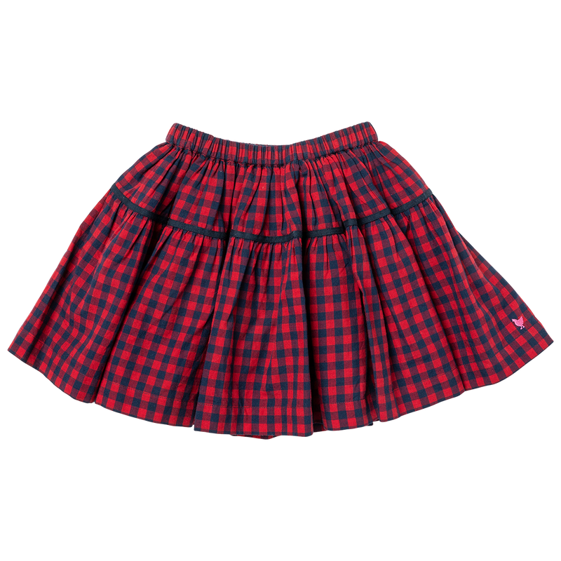 Girls Maribelle Skirt - Navy and Red Gingham