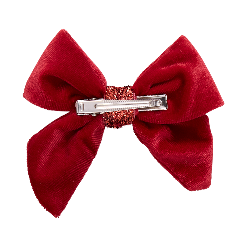 Girls Velour Bow - Red