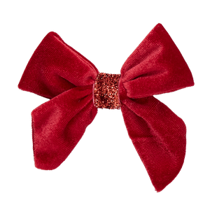 Girls Velour Bow - Red