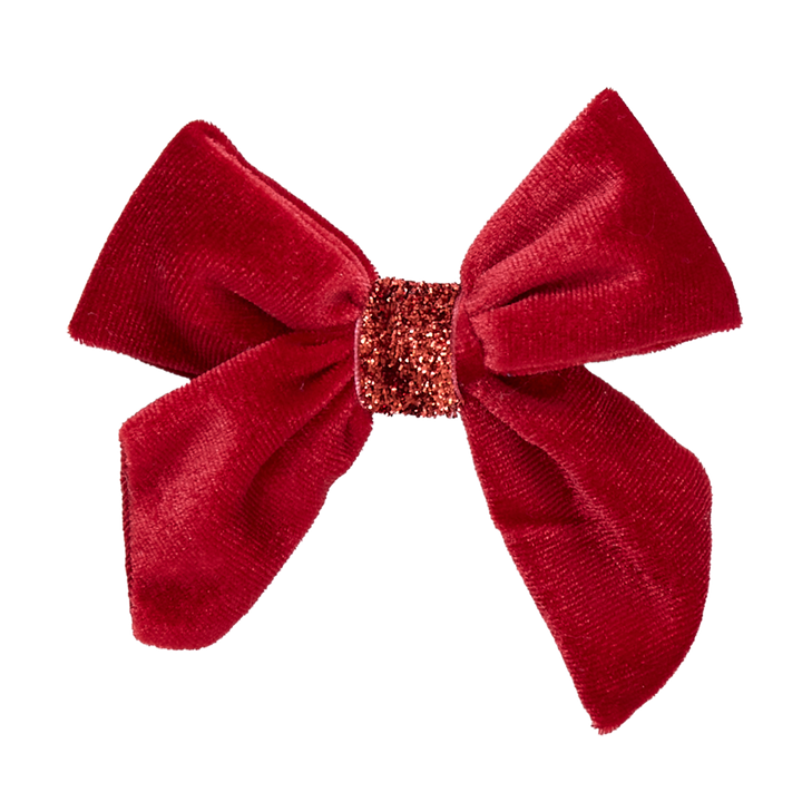 Girls Velour Bow - Red