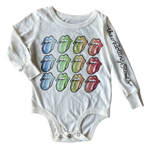 Rolling Stones Rainbow Long Sleeve Onesie - Vintage White