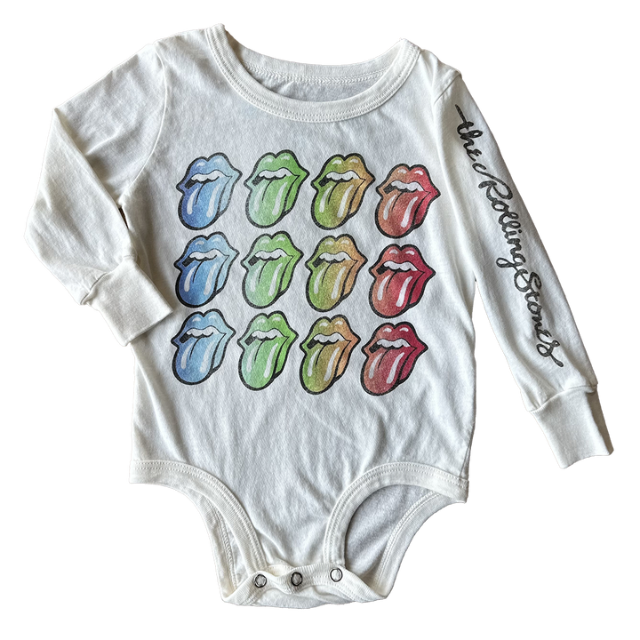 Rolling Stones Rainbow Long Sleeve Onesie - Vintage White