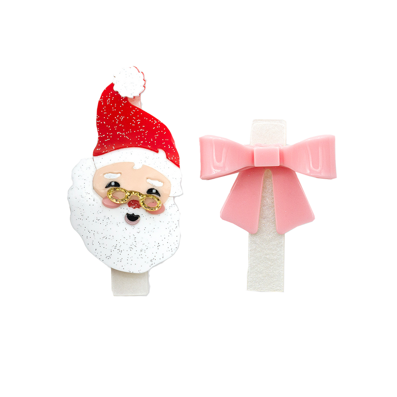 Alligator Clip Set - Pink Santa