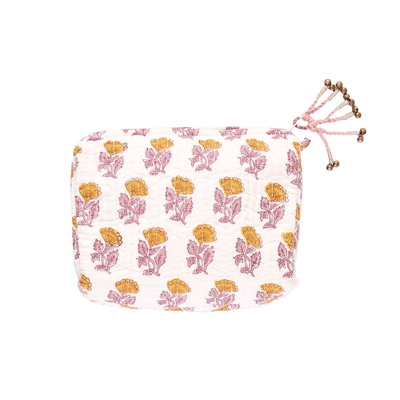Small Quilted Pouch - Yellow Flower Drop