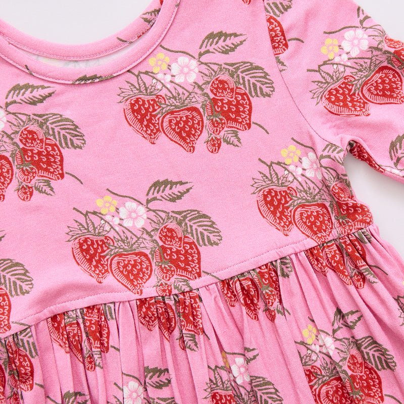 Girls Bamboo Steph Dress - Pink Wild Strawberries