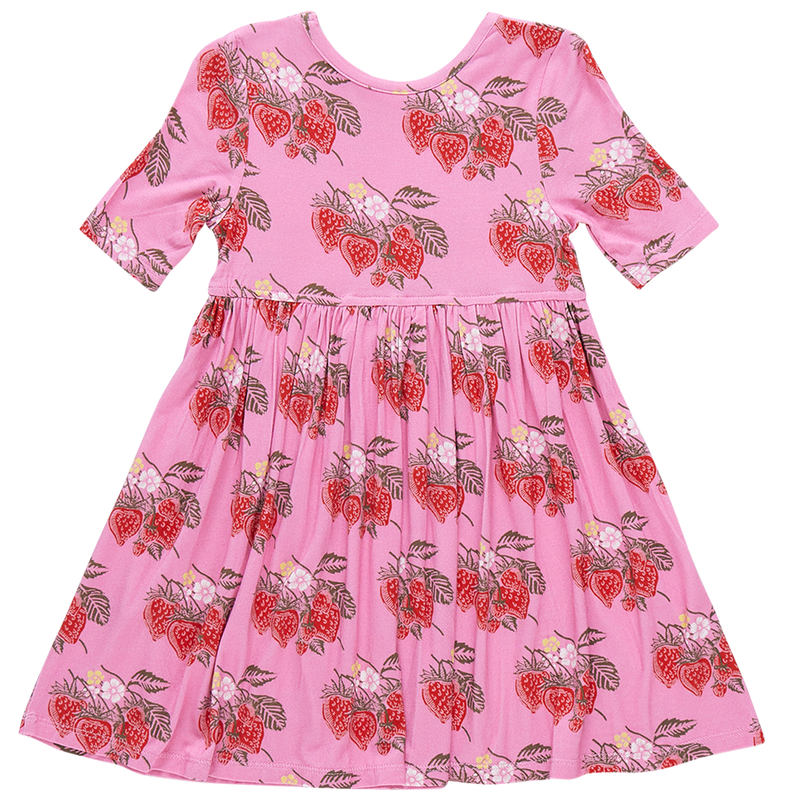 Girls Bamboo Steph Dress - Pink Wild Strawberries