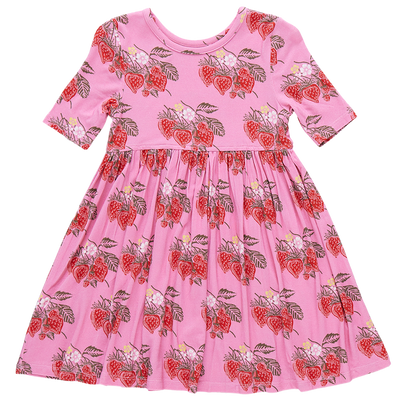 Girls Bamboo Steph Dress - Pink Wild Strawberries