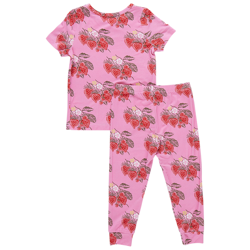 Kids Bamboo PJ Set - Pink Wild Strawberries