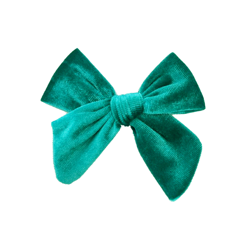 Girls Velour Bow - Teal