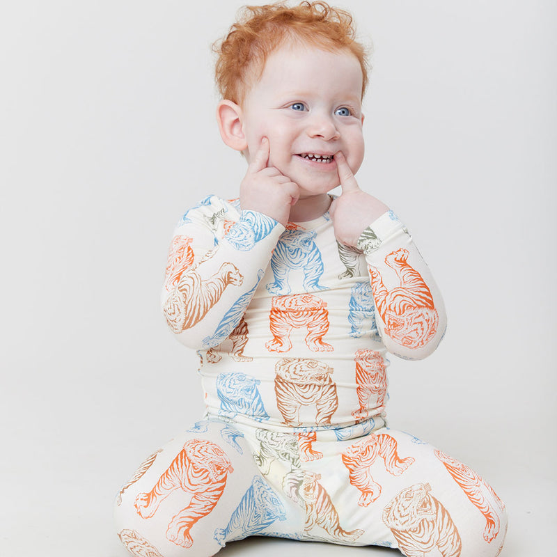 Kids Bamboo PJ Set - Multi Tiger