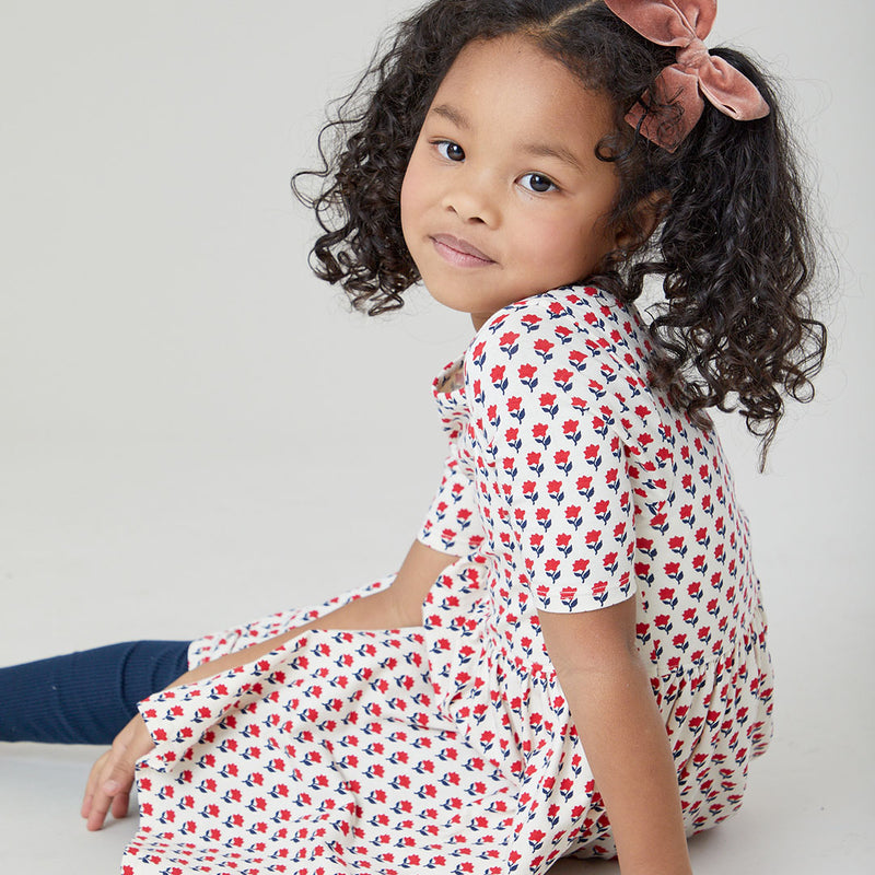 Girls Organic Steph Dress - Tiny Flower