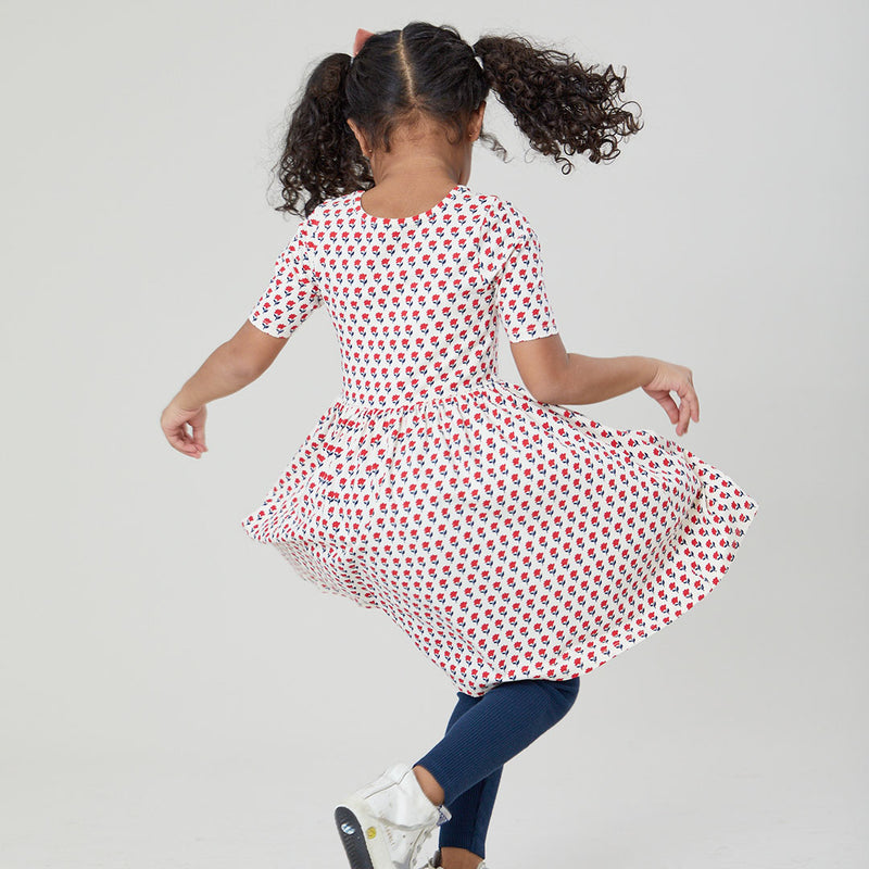 Girls Organic Steph Dress - Tiny Flower