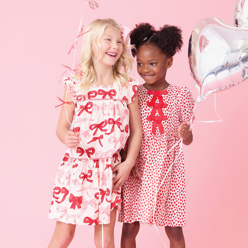 Girls Camelia Dress - Valentines Bows