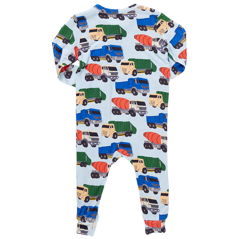 Baby Bamboo Romper - Dump Trucks