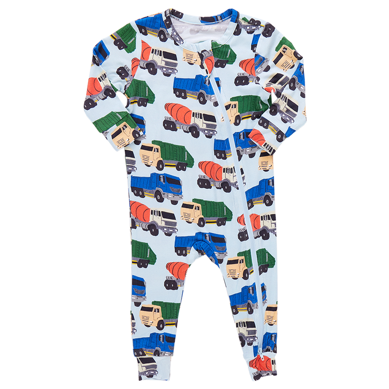 Baby Bamboo Romper - Dump Trucks