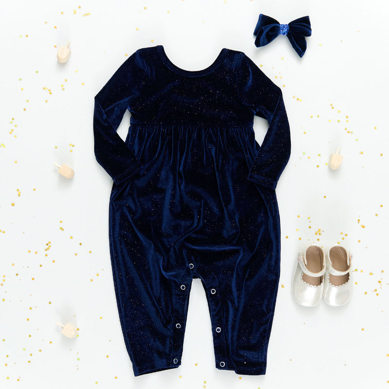 Baby Girls Velour Steph Jumper - Navy Sparkle