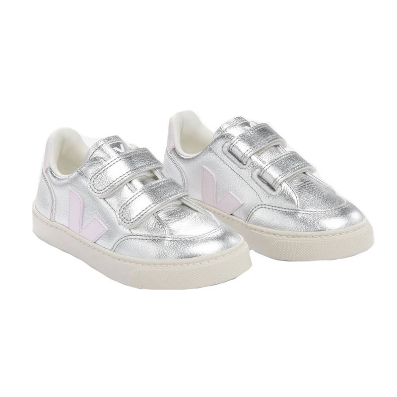 Veja V-12 Velcro Leather - Silver Lassi