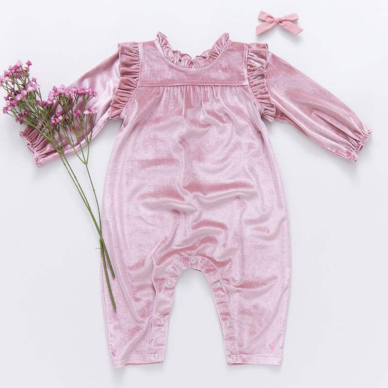 Baby Girls Velour Kalani Jumper - Mauve