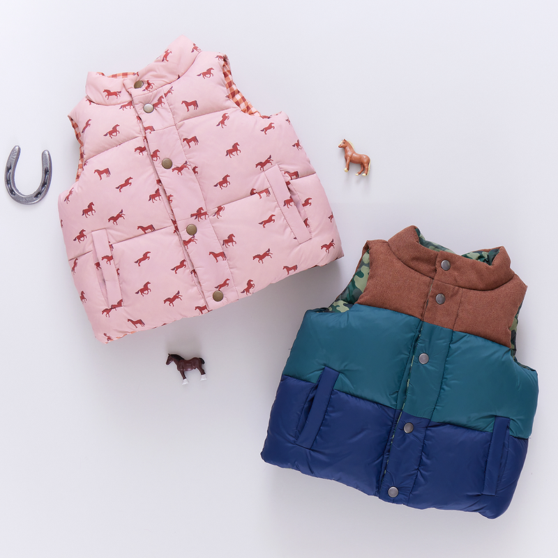 Kids Reversible River Vest - Tiny Horses