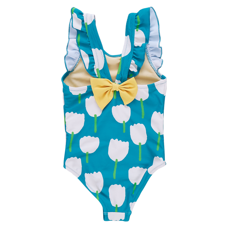 Girls Liv Bow Suit - White Tulips