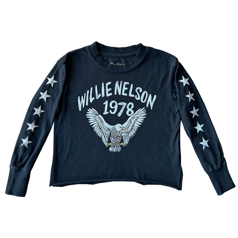 Willie Nelson Eagle Long Sleeve Tee - Vintage Black