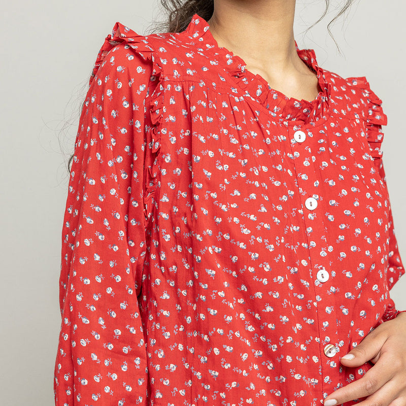 Womens Kalani Dress - Tiny Red Roses