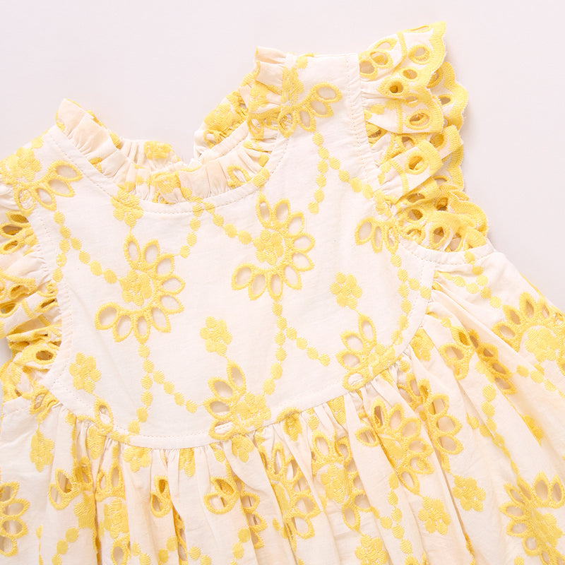 Baby Girls Cynthia Dress Set - Bright Yellow Eyelet