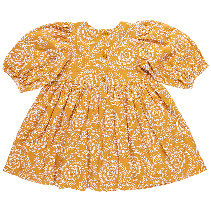 Girls Brooke Dress - Inca Gold Blooming Embroidery