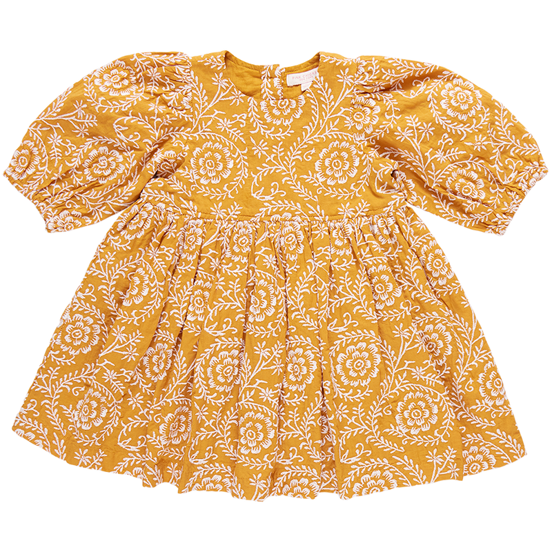 Girls Brooke Dress - Inca Gold Blooming Embroidery