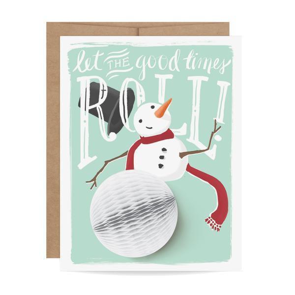 Pink Chicken Inklings Paperie - Snowman Pop-up Card 