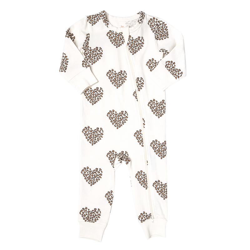 Baby Organic Romper - Leopard Heart