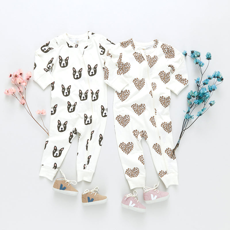 Baby Organic Romper - Leopard Heart