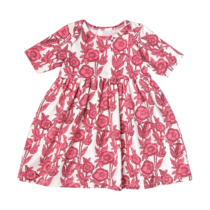 Baby Girls Organic Steph Dress - Pink Stem Floral